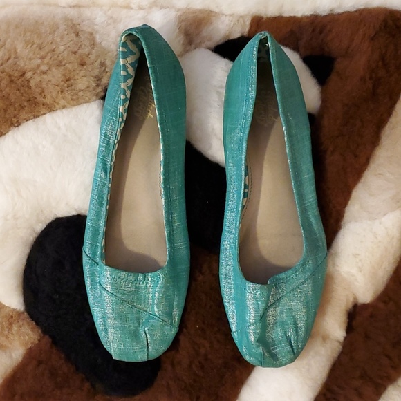 Faded Glory Shoes - Faded glory shiny green blue flats slip ons 8